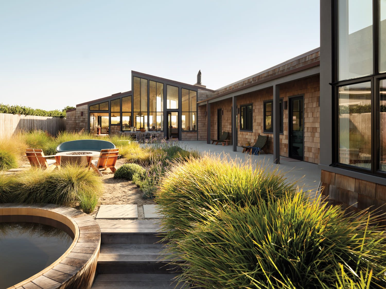 A mid-century house set into a hillside