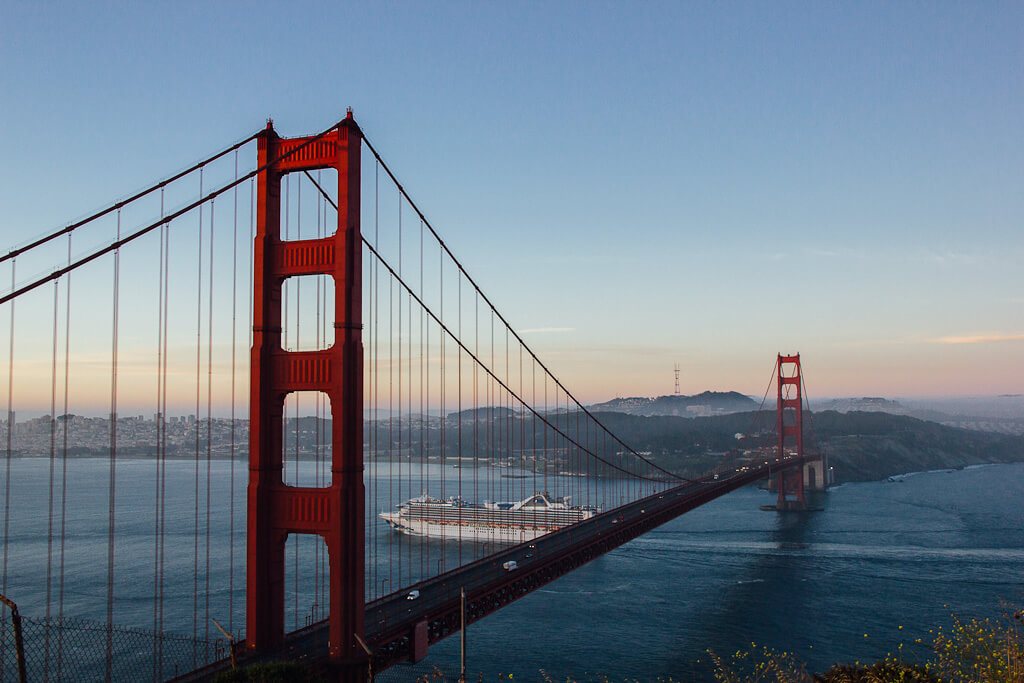 Golden Gate Bridge at golden hour