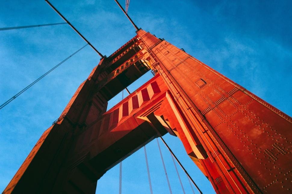 Golden Gate Bridge tower seen from below
