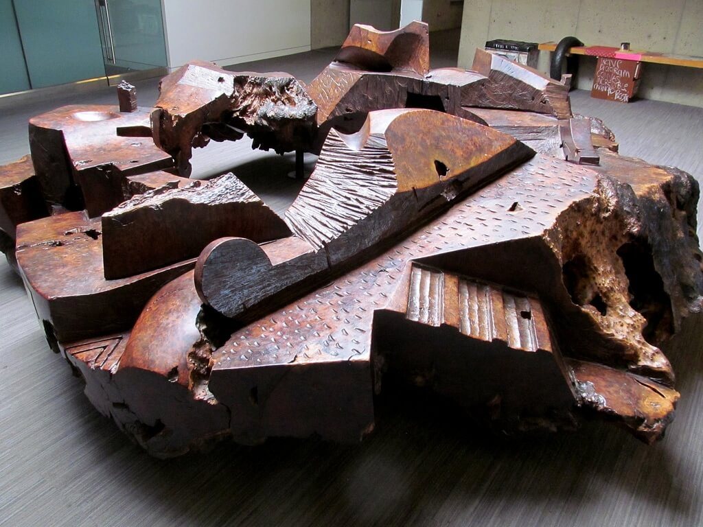 JB Blunk rough-hewn wood sculpture forms