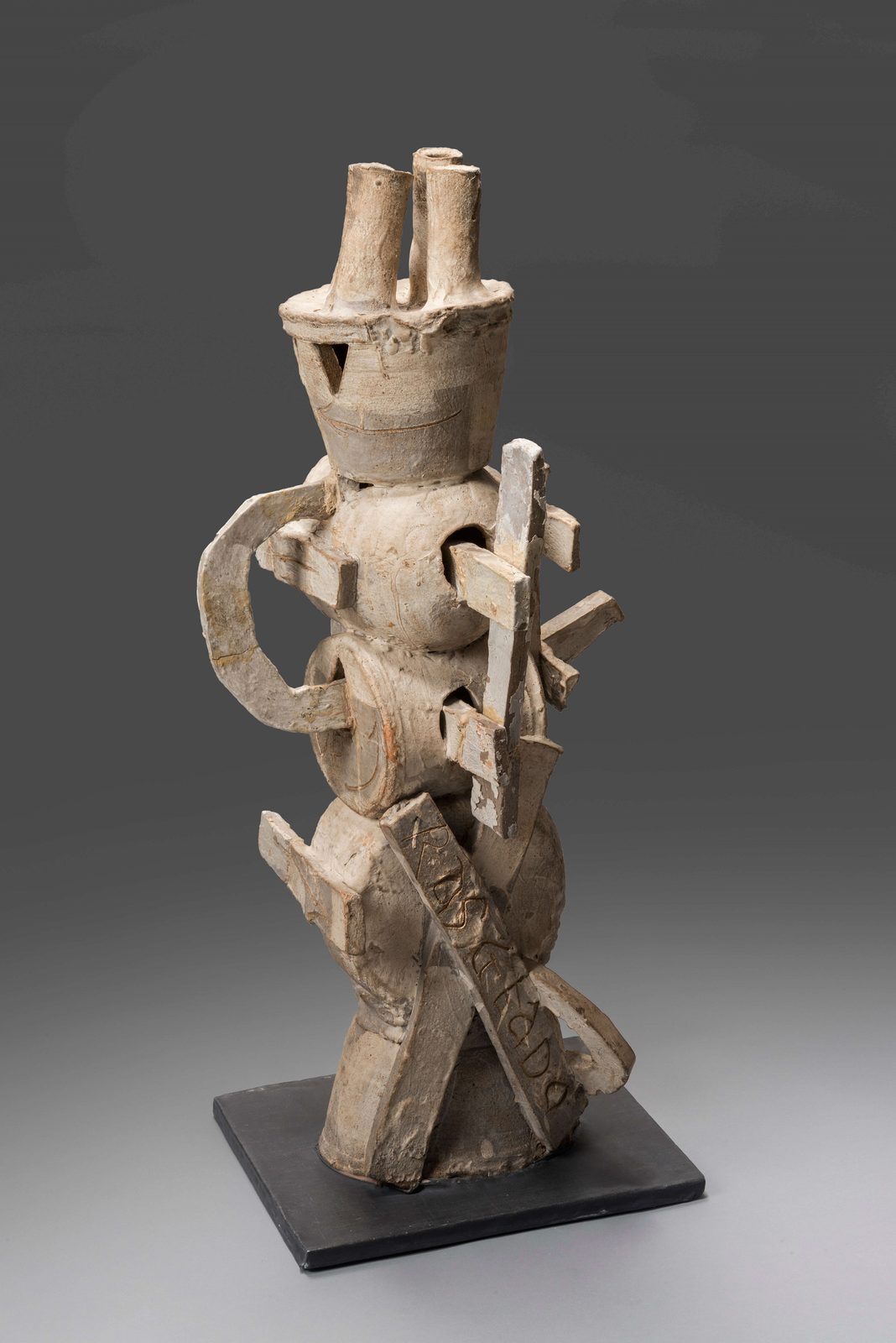 A stacked ceramic sculpture by Peter Voulkos