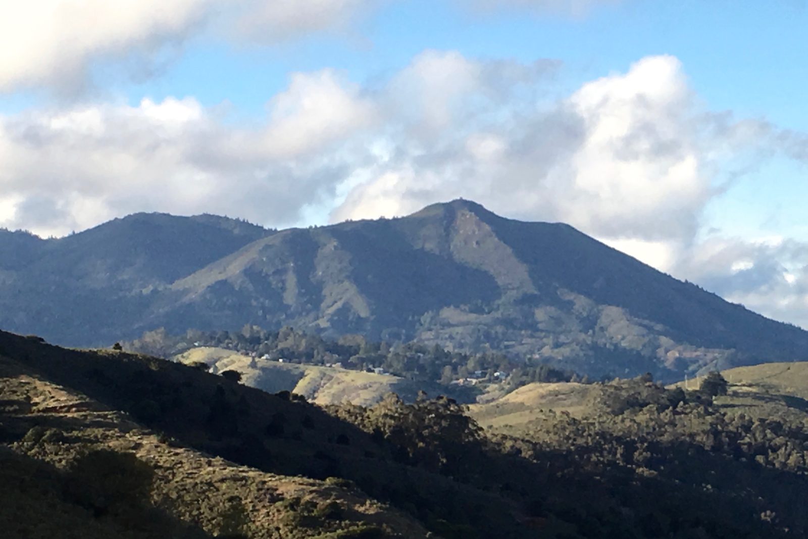 Mount Tamalpais seen from the south, its ridgeline rising over the Marin hills